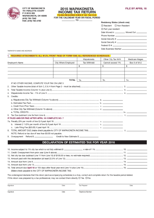 Tax Return 2015 printable pdf download