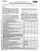 Form D-422a - Annualized Income Installment Worksheet - North Carolina Department Of Revenue - 1998