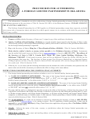 Sos Form 0037 - Procedures For Authorizing A Foreign Limited Partnership In Oklahoma 2012