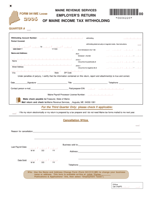 Form 941me Loose - Employer