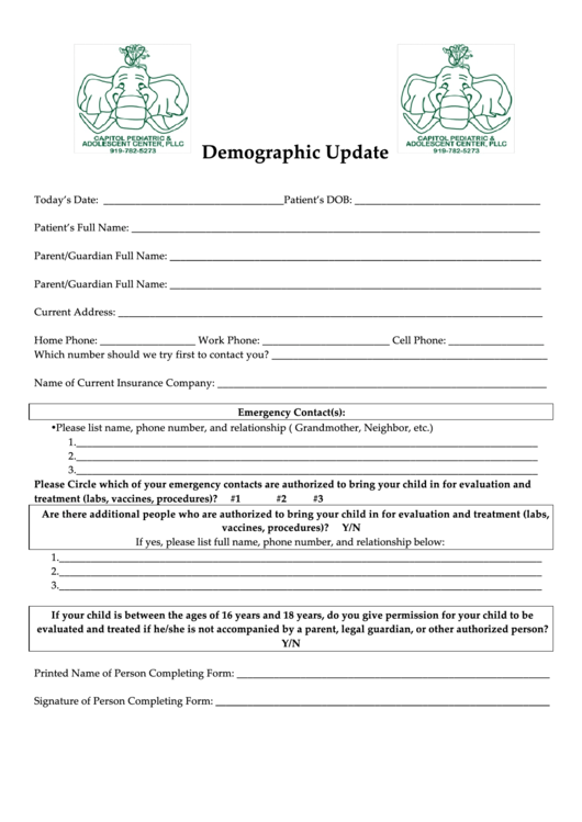 Demographic Update Printable pdf