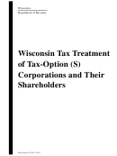 Publication 102 - Wisconsin Tax Treatment Of Tax-Option (S) Corporations And Their Shareholders Printable pdf