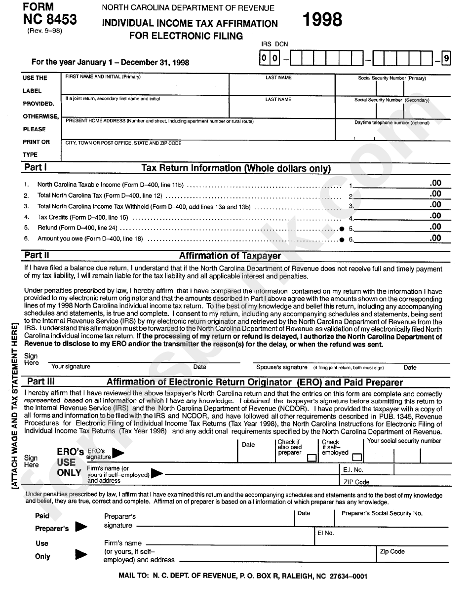 Printable Nc State Tax Forms Printable Forms Free Online