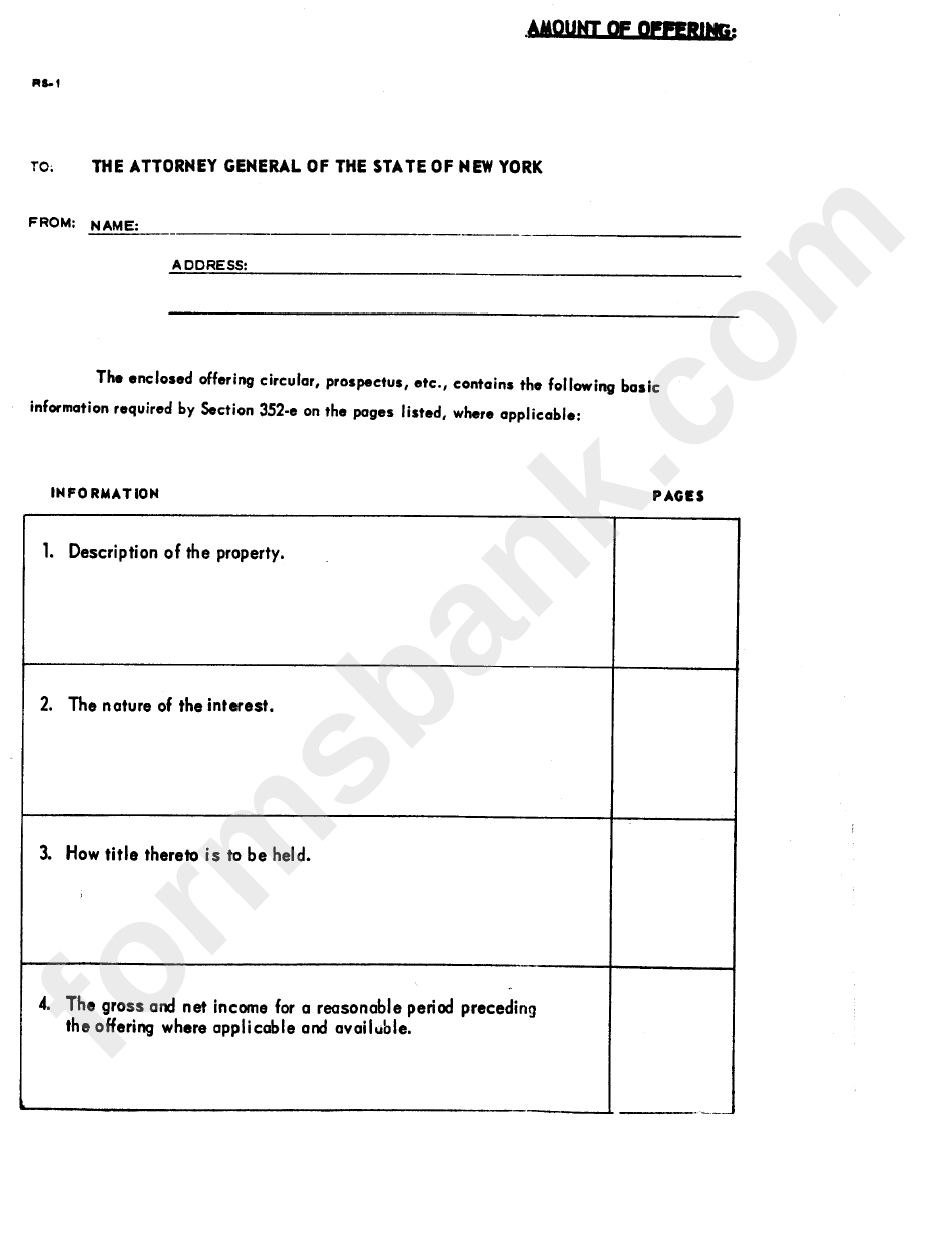 Form Rs-1 - Real Estate Syndication