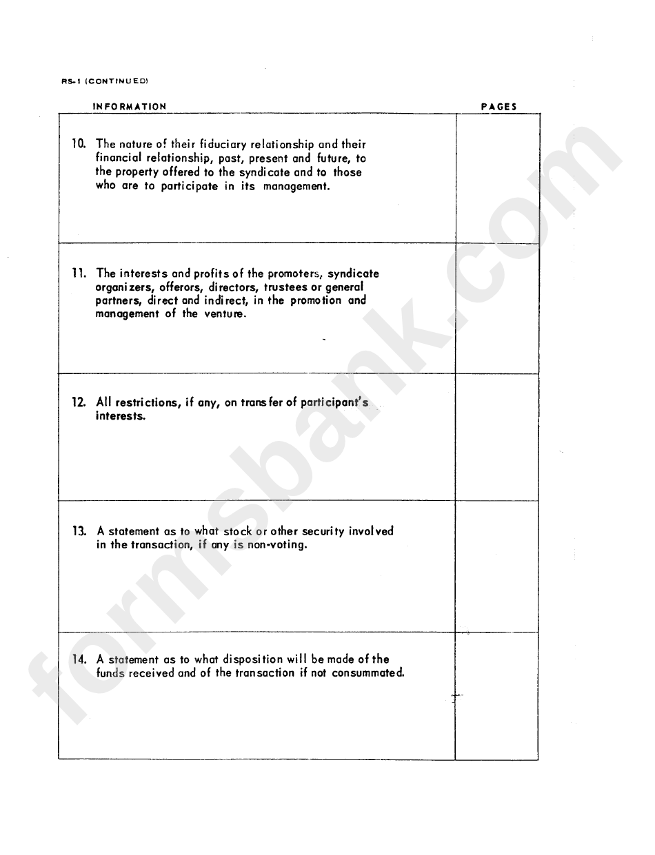 Form Rs-1 - Real Estate Syndication