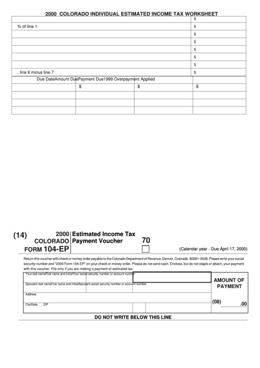 Form 104Ep Colorado Estimated Tax 2000 printable pdf download