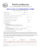 2012 Sales Tax Reporting Form - City Of Whittier