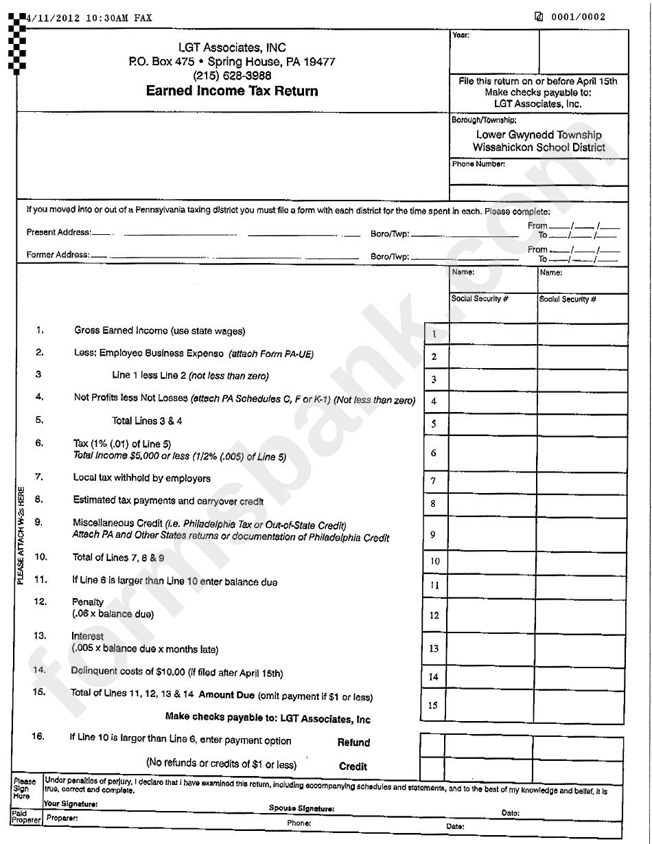 Earned Income Tax Return