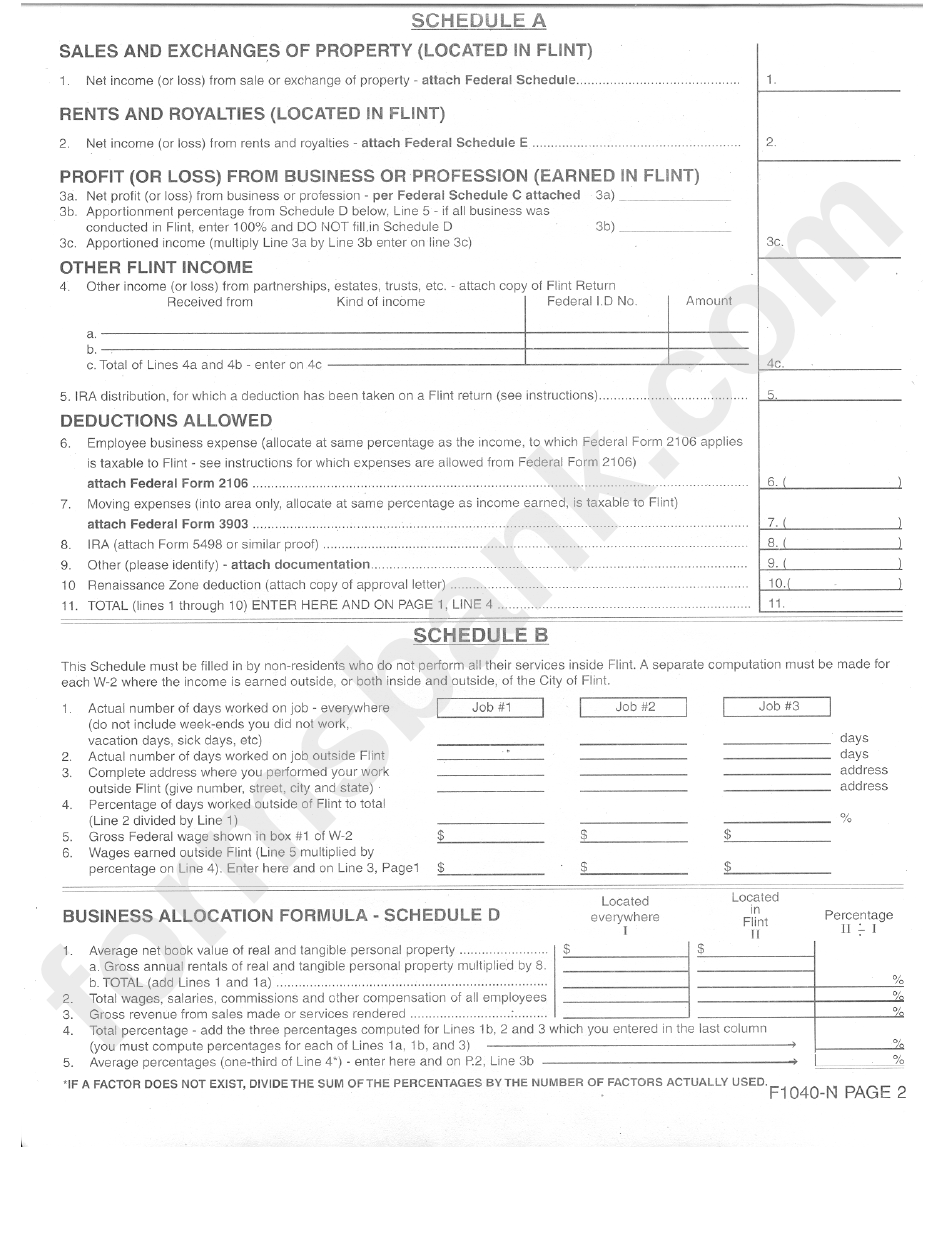 Form F-1040-N - Individual Income Tax Return - 1999