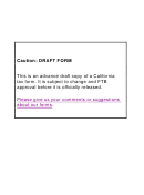 California Form 589 Draft - Nonresident Reduced Withholding Request - 2015 Printable pdf