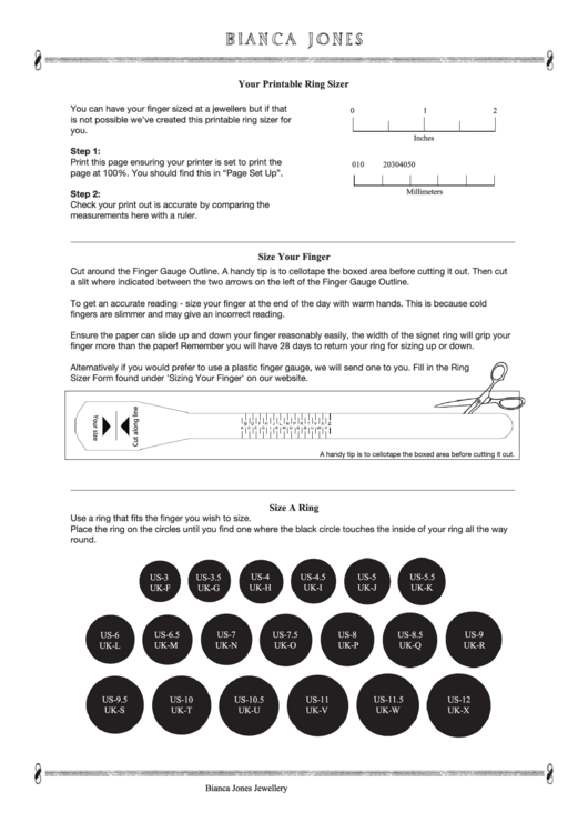 Bianca Jones Ring Size Chart Printable pdf