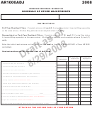 Form Ar1000adj Draft - Arkansas Individual Income Tax Schedule Of Other Adjustments - 2008 Printable pdf