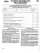 Form 502cr - Tax Credits For Income Taxes Paid To Other States - 1998