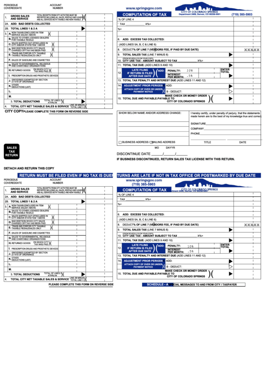 Computation Of Tax City Of Colorado Springs printable pdf download