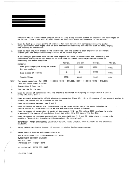 Form Uc-2/5a - Magnetic Media Wage Filing - Connecticut Department Of Labor Printable pdf