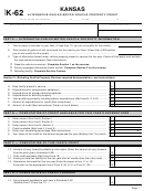 Fillable Schedule K-62 - Alternative-Fueled Motor Vehicle Property Credit - Kansas Department Of Revenue Printable pdf