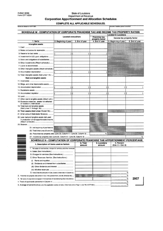 Fillable Form R-6942 - Corporation Apportionment And Allocation Schedules - Louisiana Department Of Revenue Printable pdf
