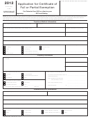 Maryland Form Mw506ae - Application For Certificate Of Full Or Partial Exemption - 2012