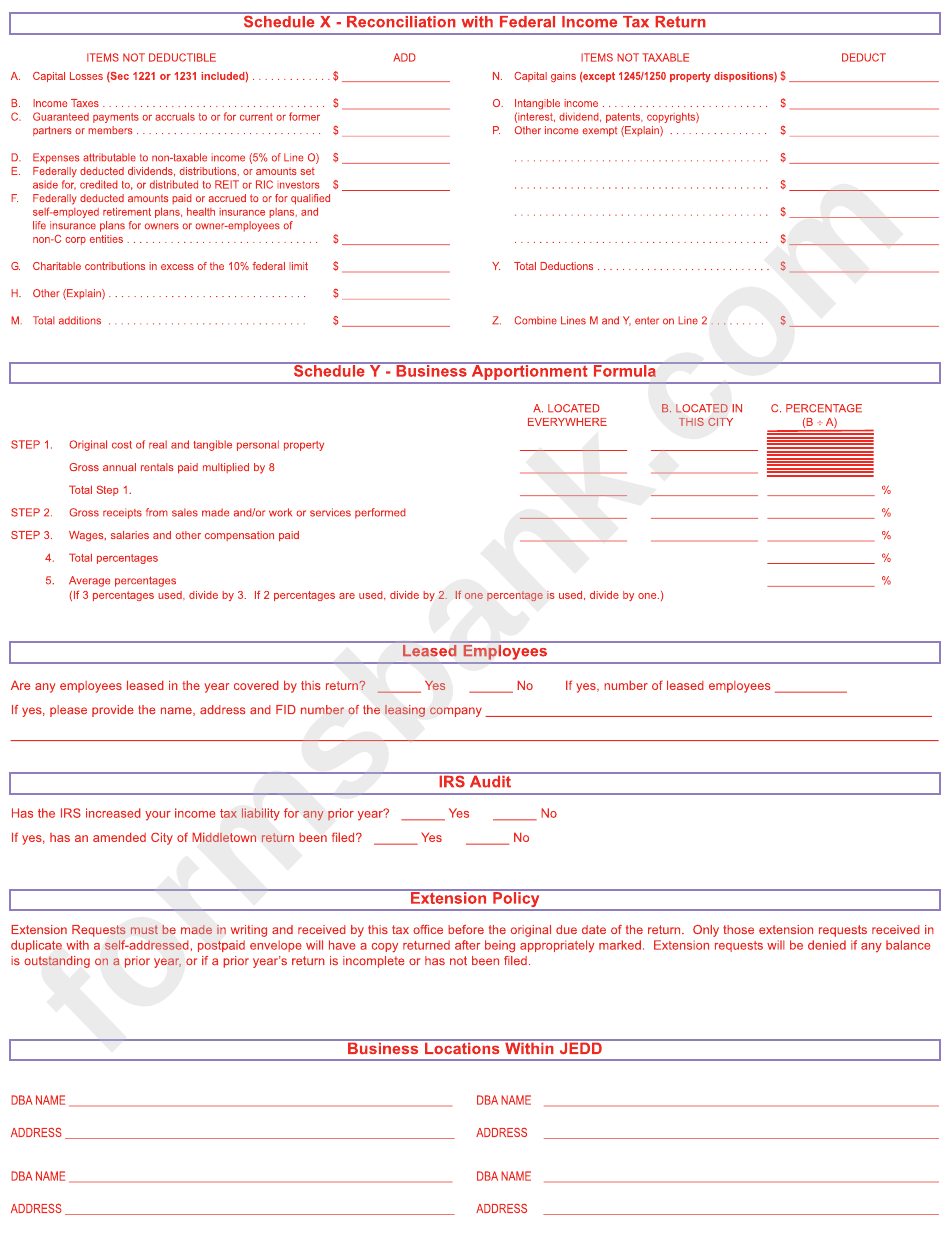 Form Br - Declaration Of Estimated Tax For 2013 - City Of Middletown