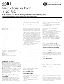 Form 1120-ric - Instructions Income Tax - 2001