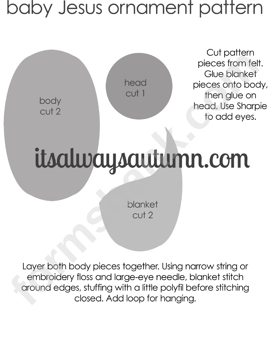 baby jesus ornament pattern template printable pdf download