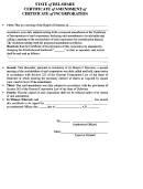 Delaware Certificate Of Amendment Of Certificate Of Incorporation