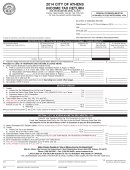 Income Tax Return - City Of Athens - 2014 Printable pdf