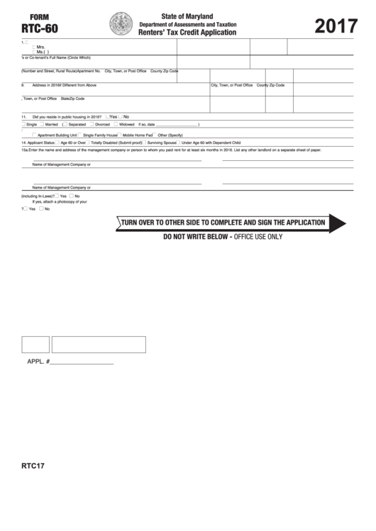 Form Rtc-60 - Renters