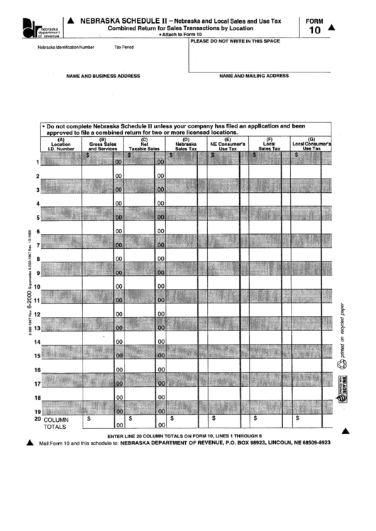 Nebraska Income Tax Schedule Ii Conversion Chart