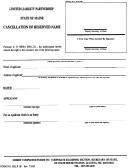 Form Mllp-ib - Cancellation Of Reserved Name - Maine Secretary Of State