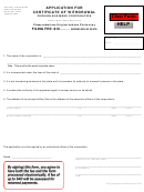 Application For Certificate Of Withdrawal Form - Secretary Of State Office