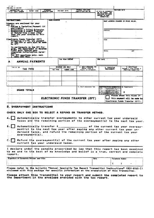 Fillable Form Rev-654 - Electronic Funds Transfer printable pdf download
