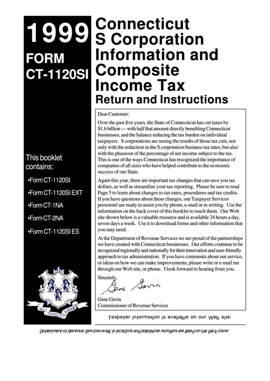 Instructions For Connecticut S Corporation Information And Composite Income Tax Return Form Ct-1120si - 1999 Printable pdf