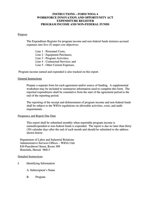 Form Wioa 4 - Expenditure Register printable pdf download