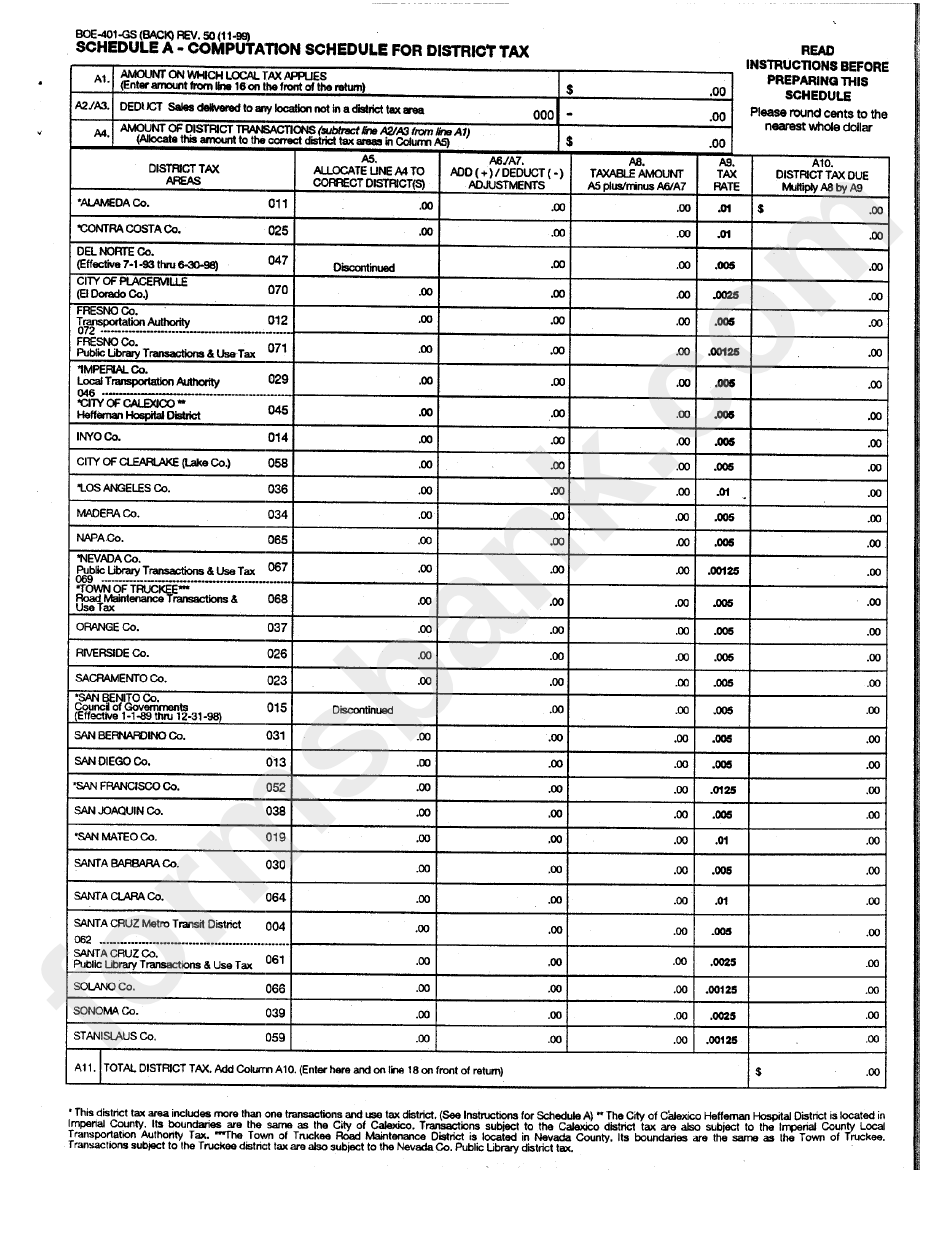 Form Boe-401-Gs - State, Local And District Sales And Use Tax Return