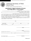 Form Cfd-04 - Appointment Of Agent For Service Of Process By Foreign Bank Or Trust Company - Arkansas Secretary Of State