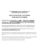 Instructions For Sales And Use Tax Report - Grant Parish - Louisiana Department Of Revenue