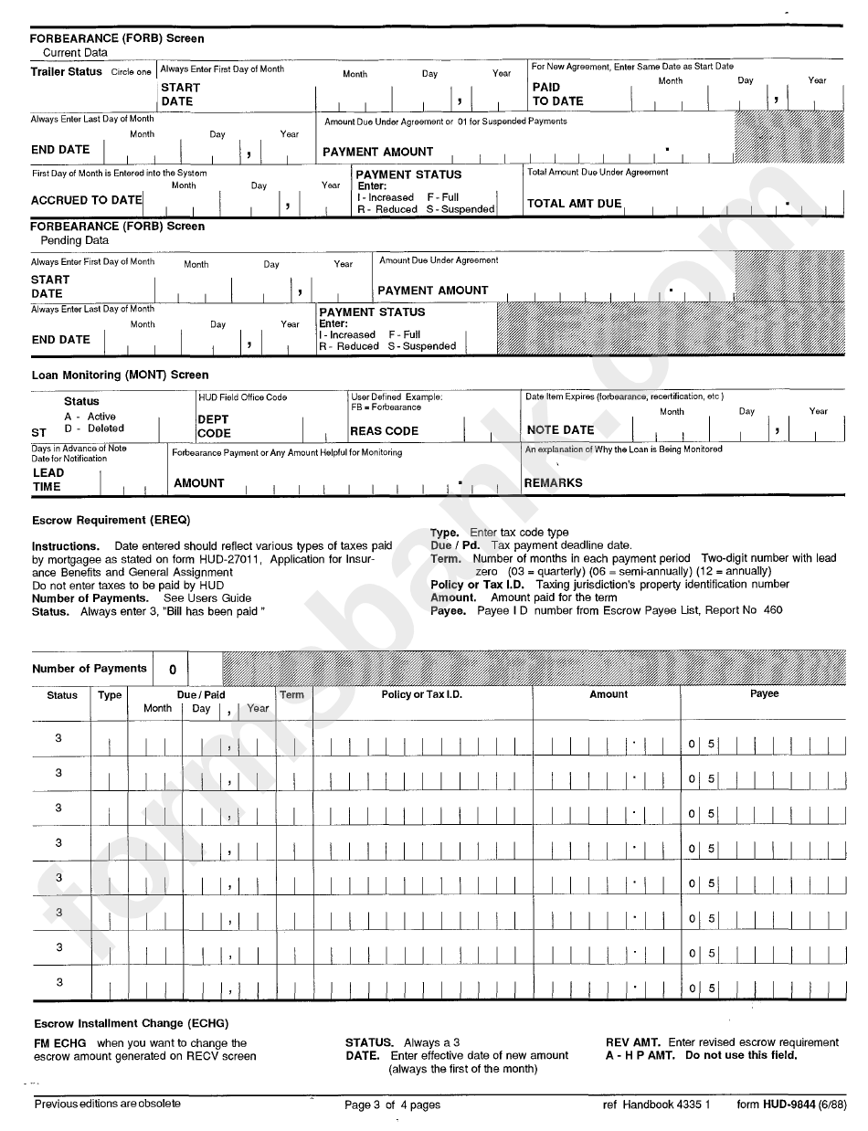 Form Hud-9844 - Single Family Notes Data Form - U.s. Department Of Housing And Urban Development