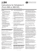 Instructions For Schedule A (form 990 Or 990-ez) - 2004
