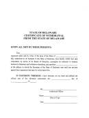 Certificate Of Withdrawal From The State Of Delaware