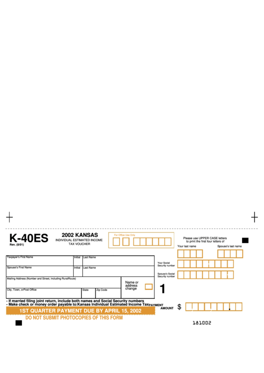 Form K-40es - Quarterly Individual Estimated Income Tax Vouched - 2002 Printable pdf