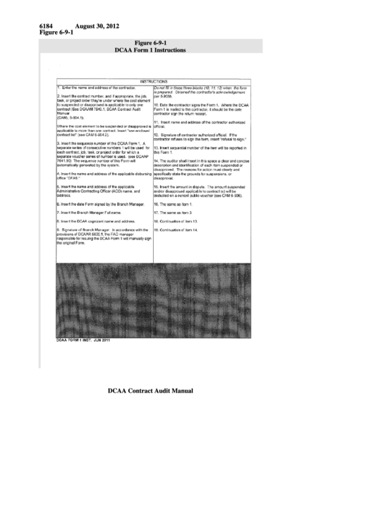 Dcaa Form 1 Instructions - Incurred Costs Audit Procedures - 2012 Printable pdf
