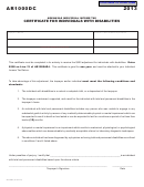Form Ar1000dc - Arkansas Individual Income Tax Certificate For Individuals With Disabilities - 2013