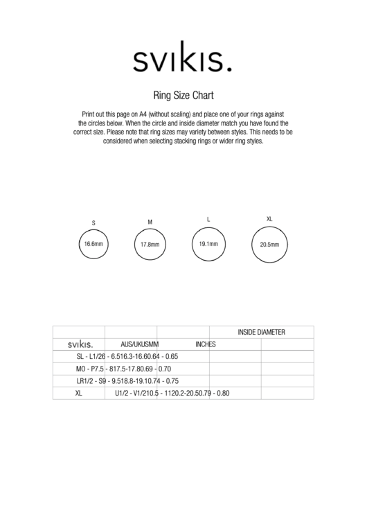 Svikis Ring Size Chart Printable pdf