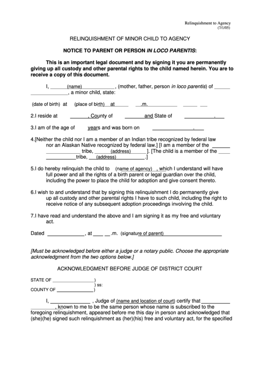 Form K.s.a. 59-2124 - Notice To Parent Or Person Printable pdf