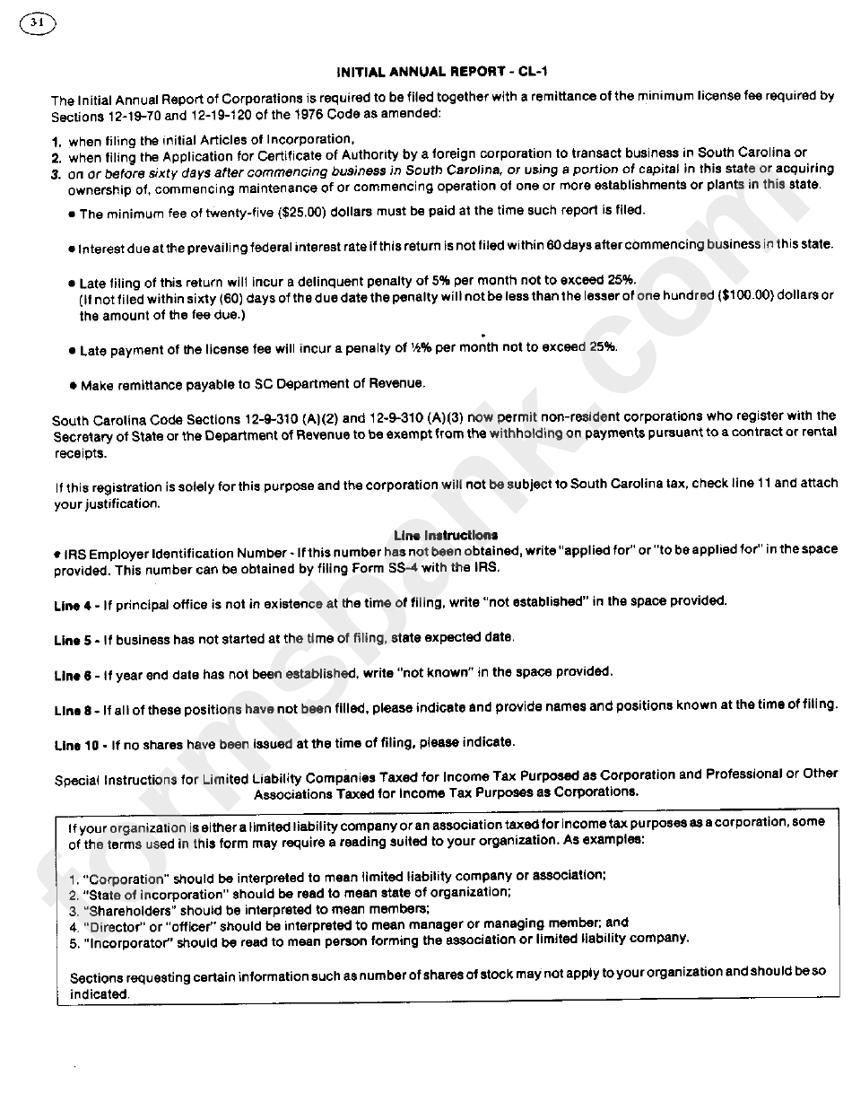 instructions-for-form-cl-1-initial-annual-report-south-carolina