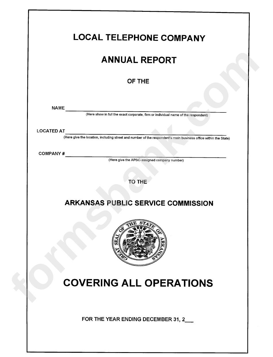 Local Telephone Company Annual Report - Arkansas Public Service Commission