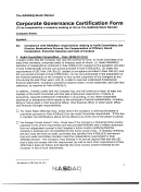 Corporate Governance Certification Form - The Nasdaq Stock Market Printable pdf