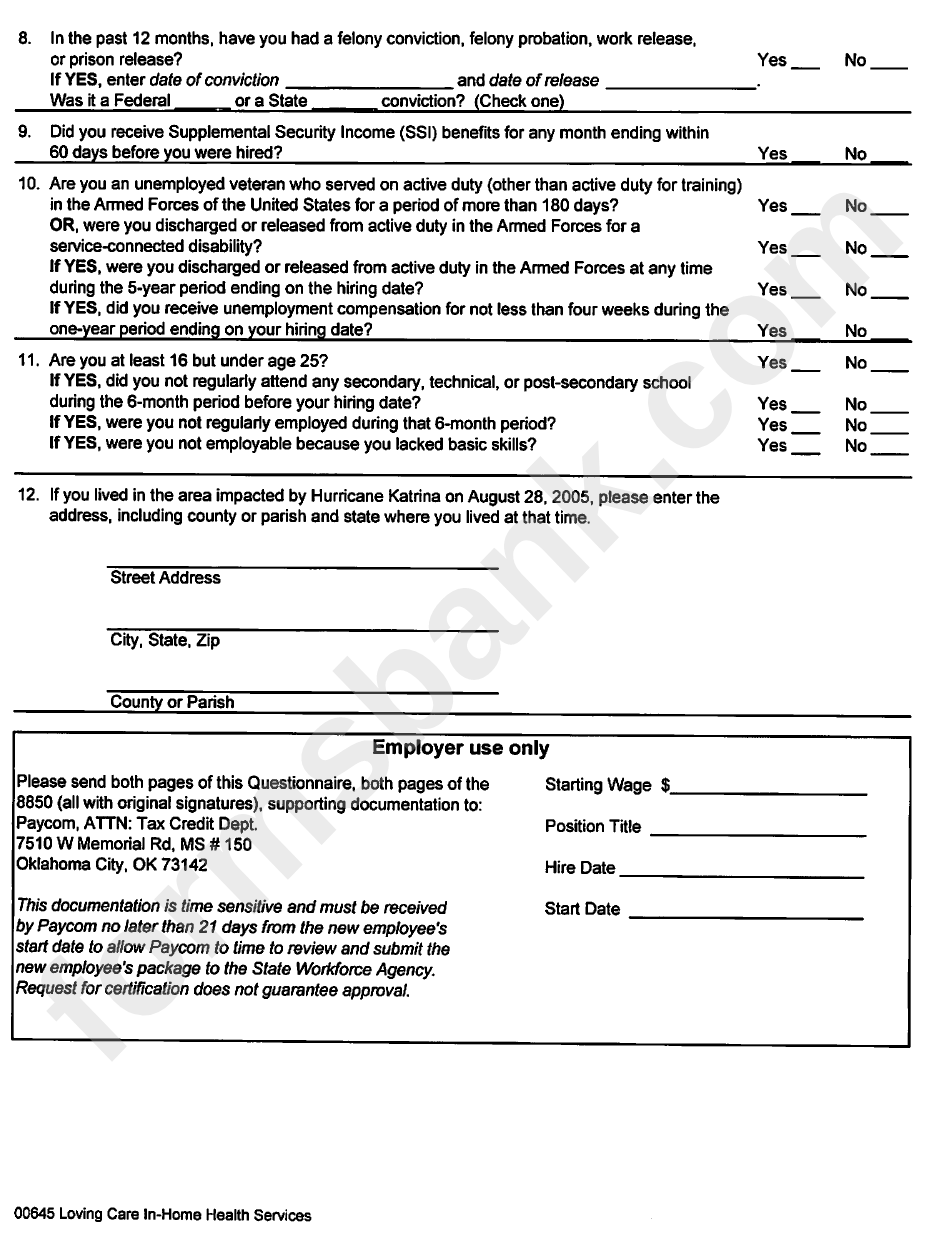 Odh Form 805 - Uniform Employment Application For Nurse Aide Staff