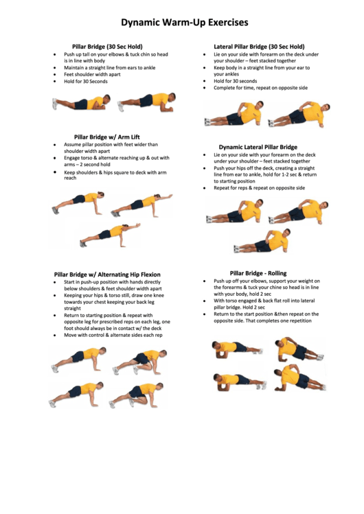 Dynamic Warm-Up Exercises Printable pdf